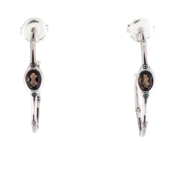 JOHN HARDY Smokey Quartz Batu Bamboo Medium Hoop Earrings